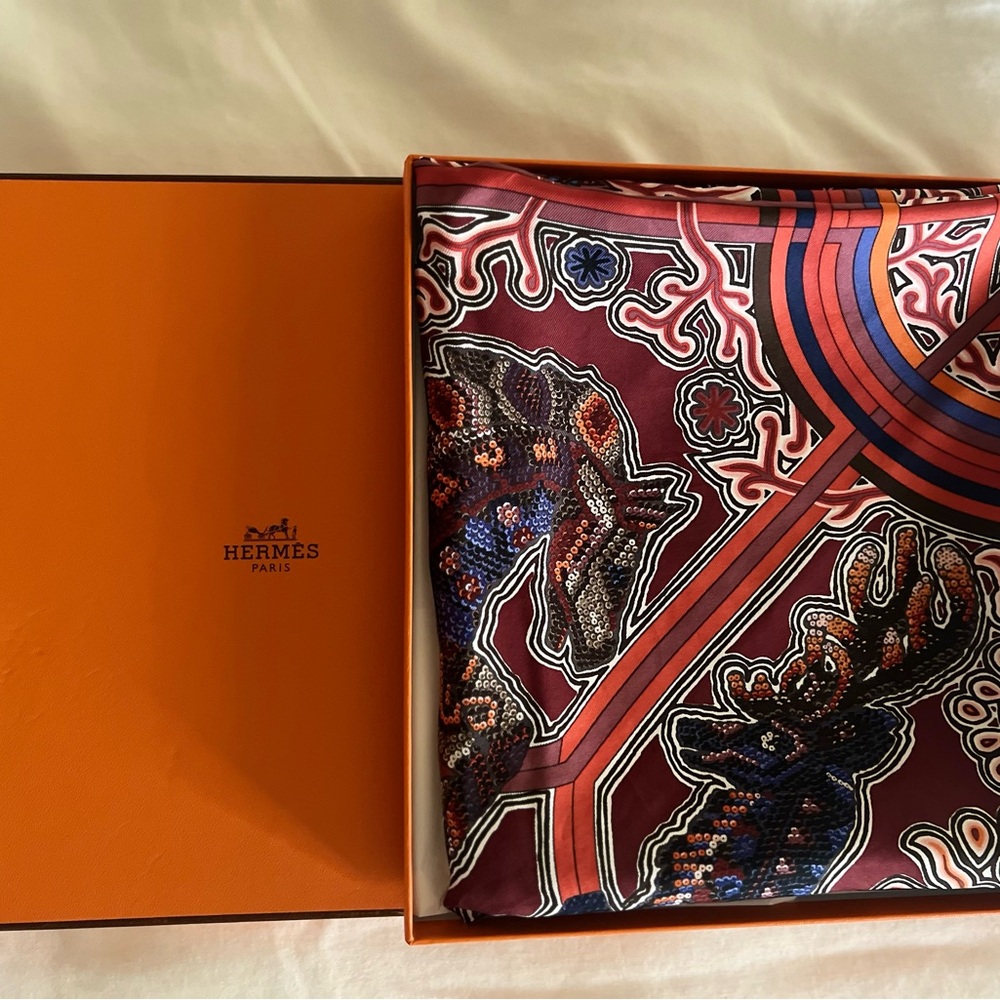 Hermès Silk Scarf with Intricate Design